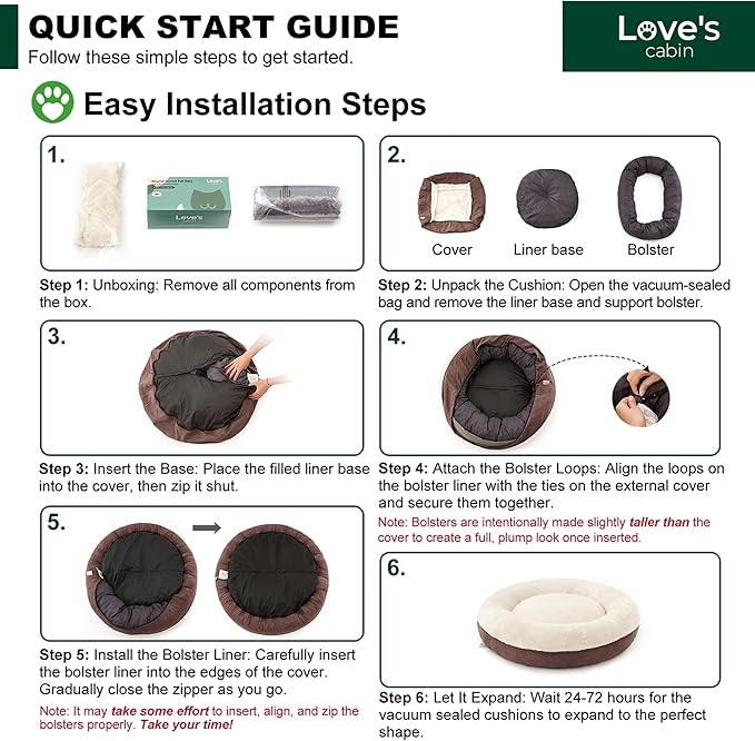 Love's cabin Round Donut Cat and Dog Cushion Bed, 25in Pet Bed for Small or Medium Dogs, Anti-Slip & Water-Resistant Bottom, Soft Durable Fabric Pet Beds, Washable Calming Cat & Dog Bed Olive Green