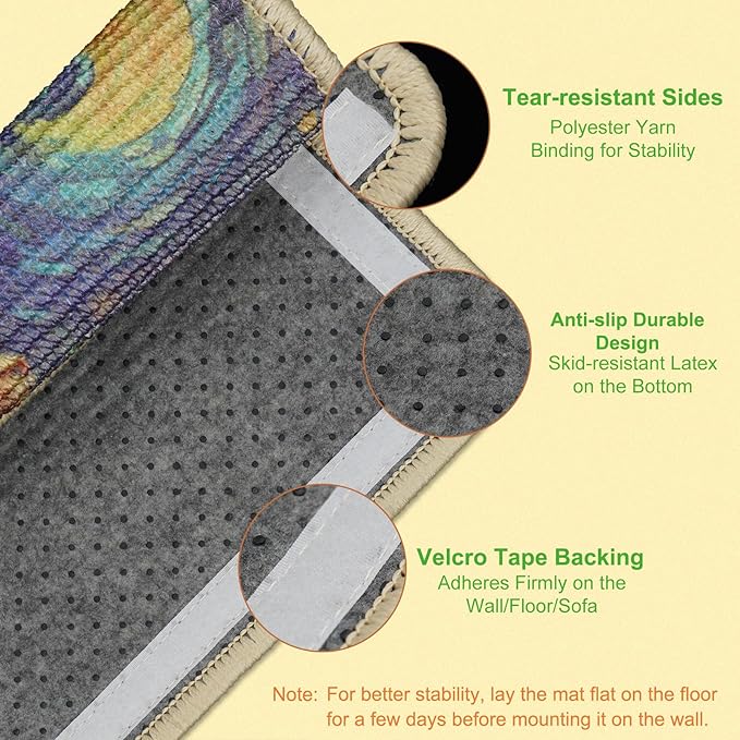 SOLDAY Sisal Cat Wall Scratcher 22x13 inch for Floor Wall Carpet Couch Furniture, Cat Scratching Posts with Velcro Tape, Anti Scratch Furniture Protector(Ginger Cat Stargazing)