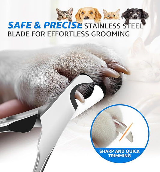 Pet Nail Clippers for Large Dogs, Wide-Opening Dog Nail Trimmer with All-Steel Material Sharp Durable Blades Built-in Spring, Professional Grooming Tool with Free Nail File for All Dogs & Cats