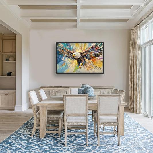 Framed Large Eagle Wall Art, Oversized Bald Wall Decor for Living Room, Colorful Wildlife Animal Canvas Painting Pictures Modern Artwork Home Decoration for Living Room Bedroom Office 36"x24"