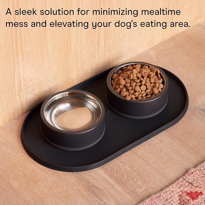 Wild One - Dog & Cat Placemat for Food & Water - Silicone, Non-Slip, Non-Toxic - Great for Travel - Standard (Black)