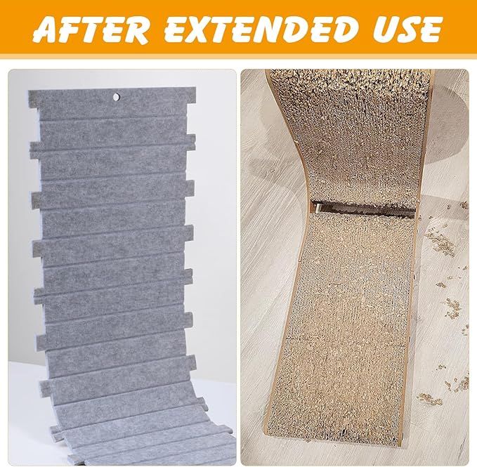 Cat Scratcher for Indoor, 26.8 Inch L Shape Cat Scratching Board, Felt Cat Scratchers Pads with Ball Toy(Grey)