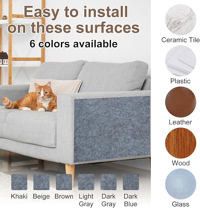 uxcell Self-Adhesive Cat Scratching Mat, 1 Roll 39.4" x 15.8" Couch Protector from Cat Claws for DIY Sofa, Wall, Doors, Cut Anti Cat Scratch Pad Carpet Mat, Light Gray
