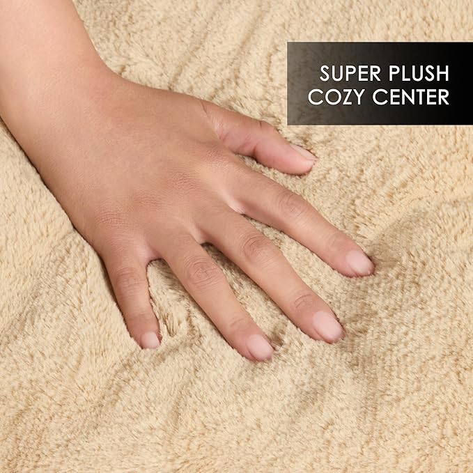 Nicole Miller New York PET Mod Damask Plushy Bolster Pet Bed, Cozy & Calming, Non-Slip Bottom, Machine Washable Cover, Taupe, Extra Small 19"x15"x6"