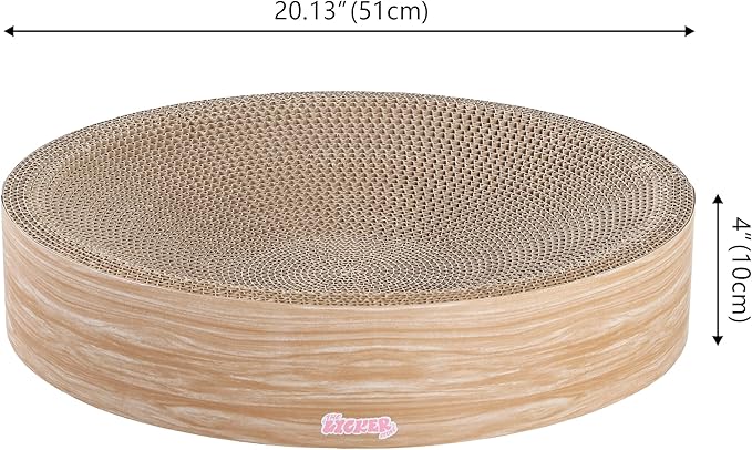 CSR1010J Nelson 20.13" Modern Cardboard Round Bowl Cat Scratcher with Catnip, Oak Wood