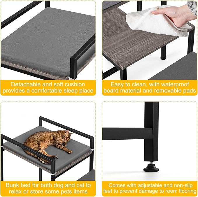 Window Perch Dog Steps for High Beds and Couch, 22''H Non-Slip Stairs for Small Medium Cats Dogs, 4 Steps Pet Bunk Bed With Stair, Sturdy Frame