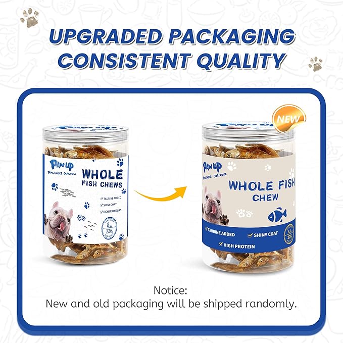 Whole Fish Treats for Dogs Cats, Air Dried -100% Wild-Caught Fish Treat, Only Two Ingredient, High in Protein and Omega-3, 8oz