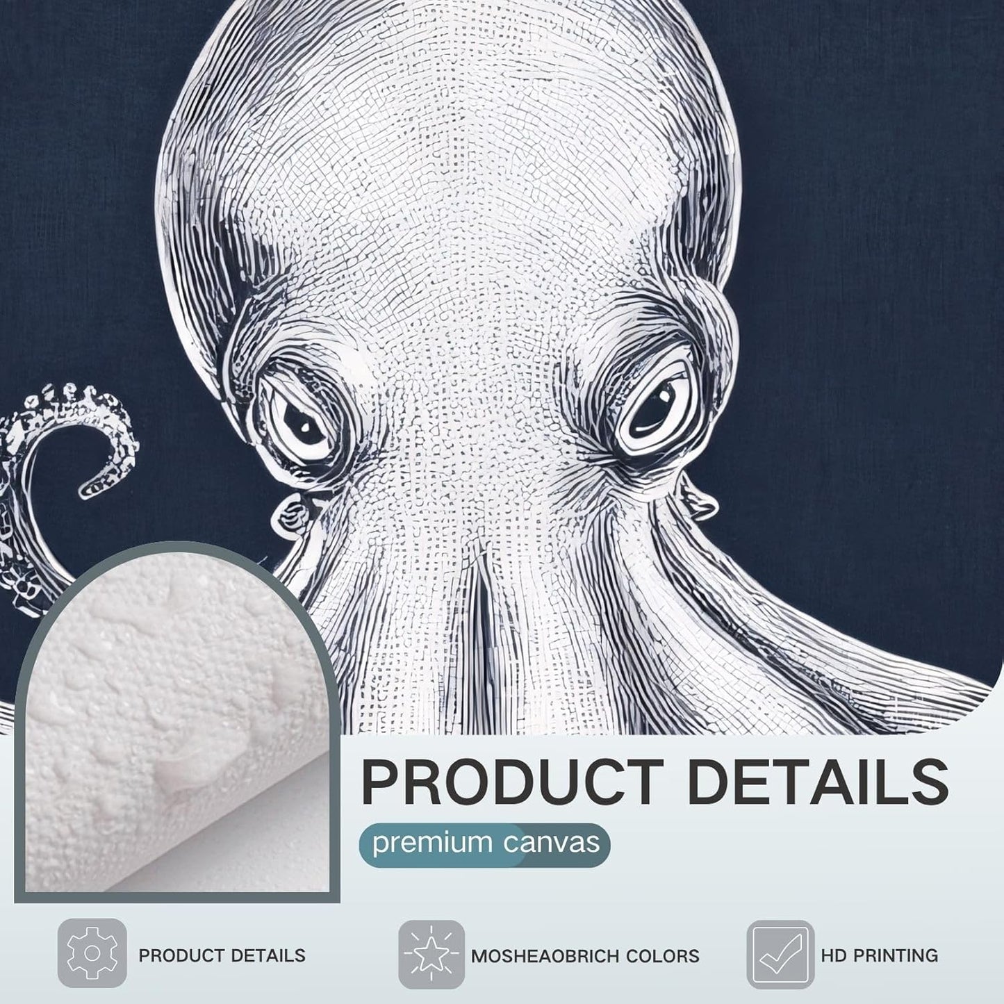 Octopus Wall Decor, Octopus Canvas Wall Art, Ocean Wall Decor,Sea Animal Canvas to Paint for Bathroom, Living Room, Bedroom (24" x 36" x 3 pcs)