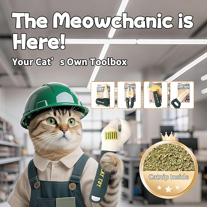 Funny Wrench Cat Toy with Catnip – Interactive Plush Chew Toy for Teething Kittens & Indoor Cats, Perfect for Paws-On Play
