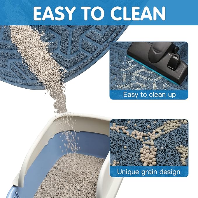 UPSKY Cat Litter Mat, Litter Trapping Mat Soft on Kitty Paws, Large Litter Box Mat 35" x 24" Scatter Control for Indoor Cats Waterproof and Extra Large Pretty Litters Carpet
