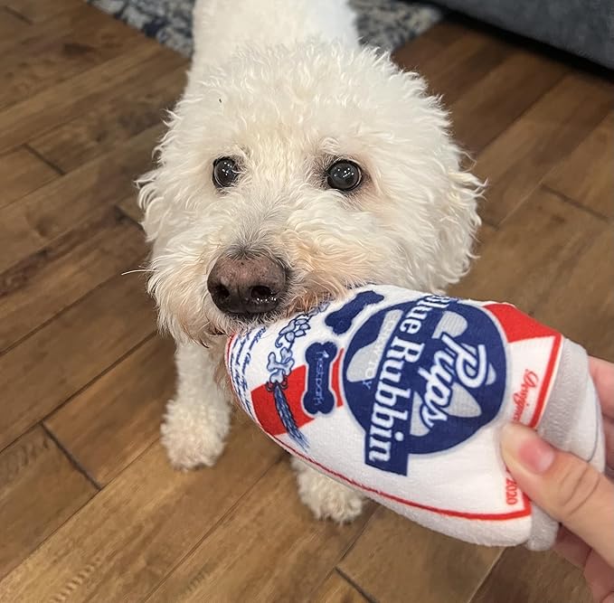 Pup Light and Pups Blue Rubbin - Parody Beer Dog Toys - Funny Plush Squeaky and Crinkle Dog Toys Dog Gifts for Dog Birthday (2 Pack) (Mix)