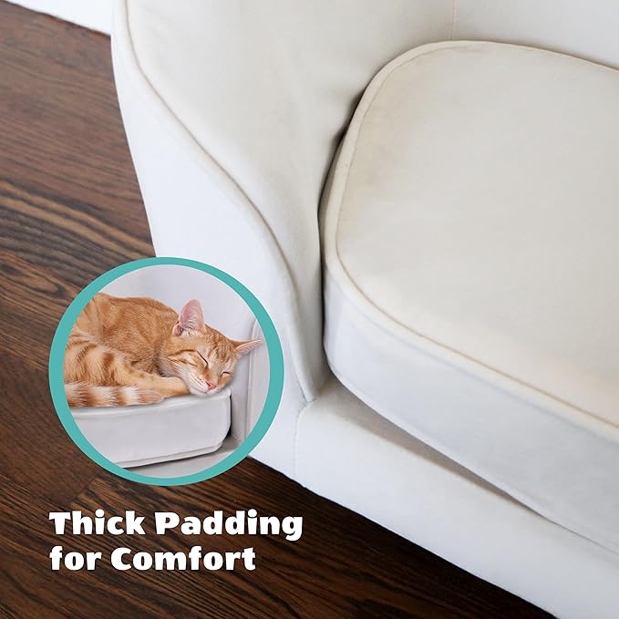 Critter Sitters 28-In. Faux-Velvet White Oval Dog Bed for Small Dogs and Cats, Modern and Comfortable Pet Sofa, Easy to Clean