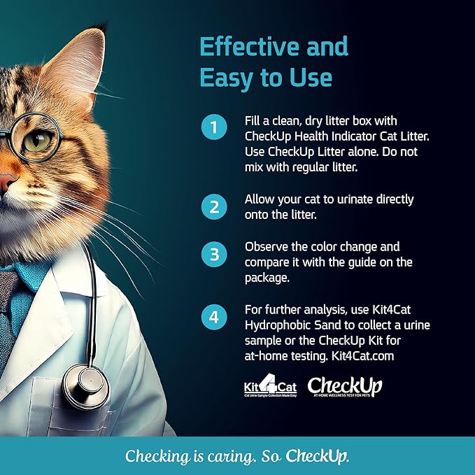 CheckUp Health Indicator Cat Litter – Color-Changing Non-Clumping Crystal Litter for Urinary Health Monitoring | Low Dust, Odor Control | 6lb Bag