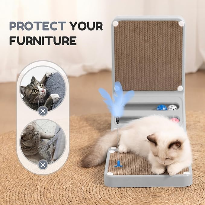 Cat Scratching Board Kitten Scratching Ball Wall Scratchers for Indoor Cats L Shaped Cat Scratcher Cats with Scratcher Pads Grey