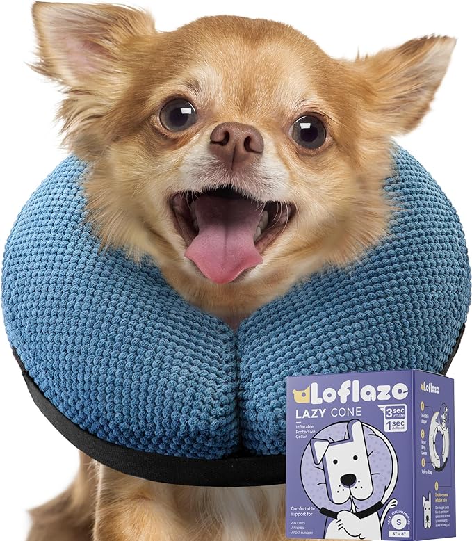 Inflatable Dog Cone Collar - Dog Neck Donut Cone Collar Alternative After Surgery - Soft Cone for Large Medium Small Dogs Cats - Alternative Recovery E Collar (Blue, S)