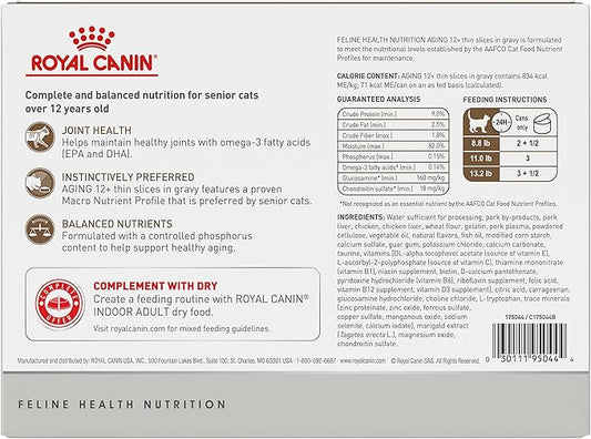 Royal Canin Aging 12+ Thin Slices in Gravy Canned Cat Food, 3 oz can (12-pack)