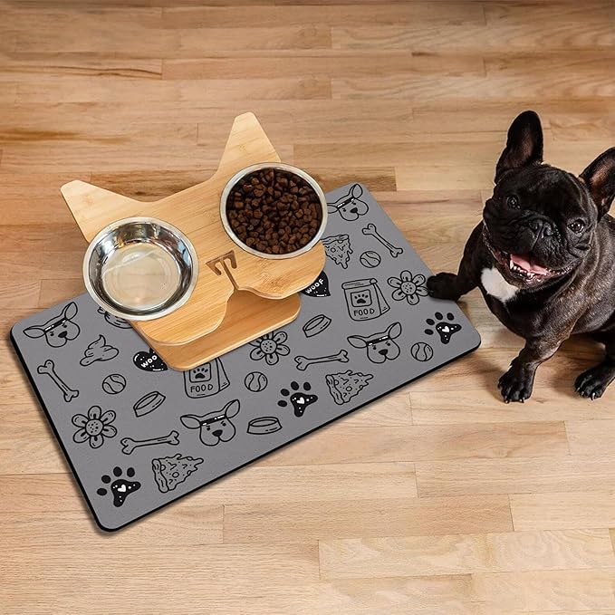Pet Feeding Mat for Floors Waterproof Dog Mat for Food and Water Absorbent Quick Dry Non Slip mat for Cat Bowls