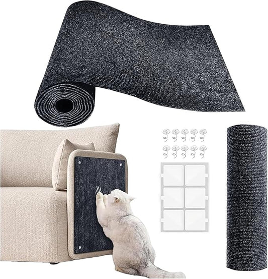 Cat Scratch Couch Furniture Protector, Adhesive Cat Scratch Pad Deterrent for Furniture, DIY Climbing Scratcher for Indoor Cats (Dark Grey, 39.3x15.8 in)