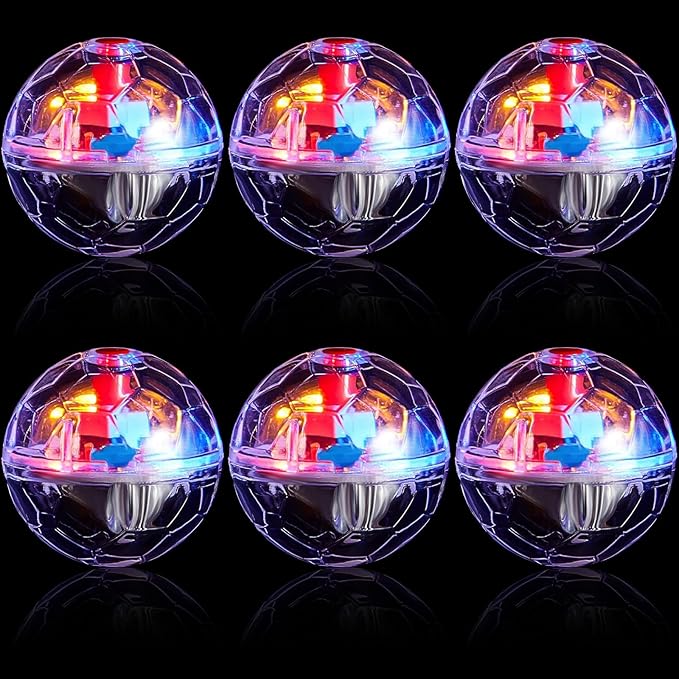 Sratte 6 Pieces Ghost Hunting Cat Ball Activated Cat Toy Motion LED Light Pet Balls Motion Dog Interactive Toys Pet Glowing Mini Running Exercise Supplies for Animals Activity(Clear)