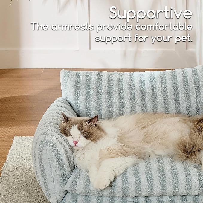 Hollypet Cat Bed Fluffy Plush Mutifuctional Double-Layer Soft Pet Couch Orthopedic Sofa Nest Beds for Small Cats and Dogs, Gray (25x20x13 inch)