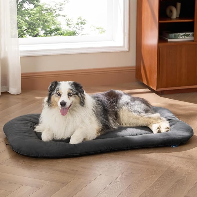 Bedsure Washable Dog Crate Pad for Extra Large Dogs, Anti-Slip Puppy Kennel Dog Bed for Crate - Ultra Soft Fleece Flat Thin Pet Mat (Not Chew Proof), Grey XXL 47"x29"