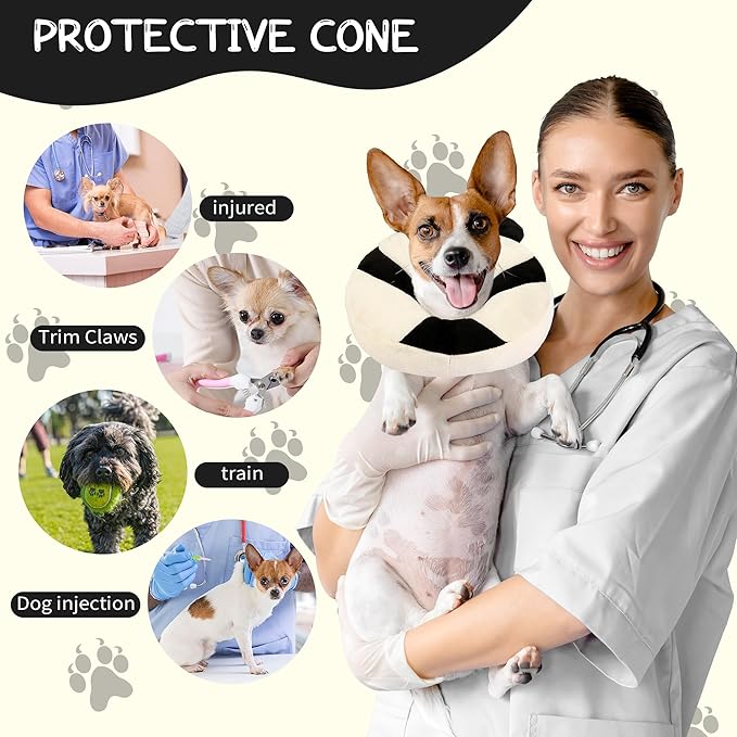 Adjustable Cat Collar Soft to Stop Licking After Surgery for Kitten, Alternative to Cone of Shame, Donut Cone for Cats, Pet Elizabethan Collar (Panda, Medium)