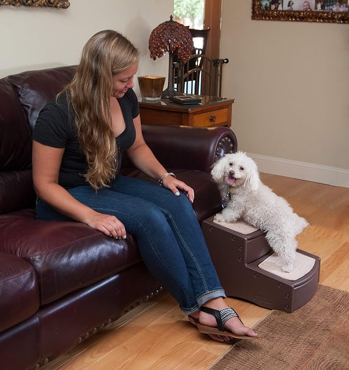 Pet Gear Easy Step II Pet Stairs, 2 Step for Dogs up to 75-pounds, Portable, Removable Washable Carpet Tread, No Tools Required, Available in 4 Colors