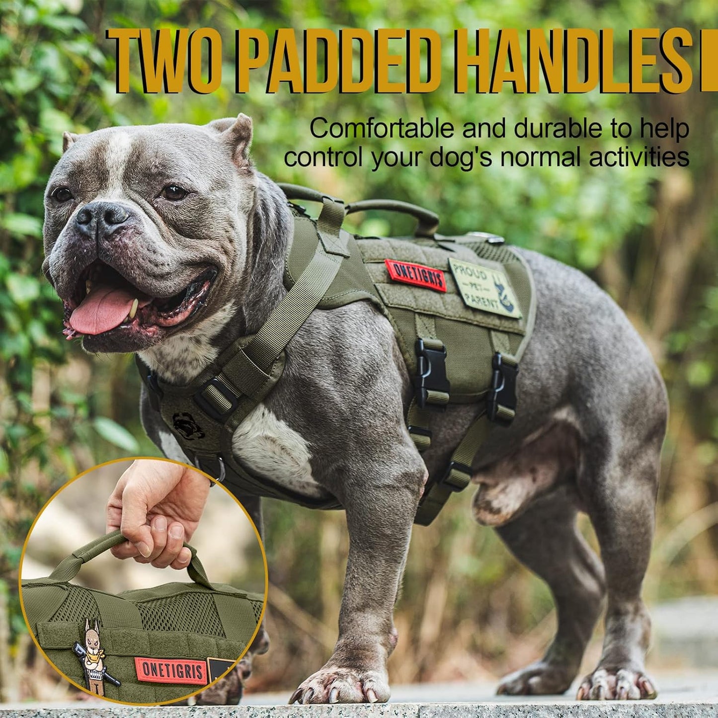 OneTigris Tactical Dog Harness for Small Dogs, Mesh Design Service Dog Vest Breathable Military Dogs Molle Vests with Handles, Harness for Walking Hiking Training