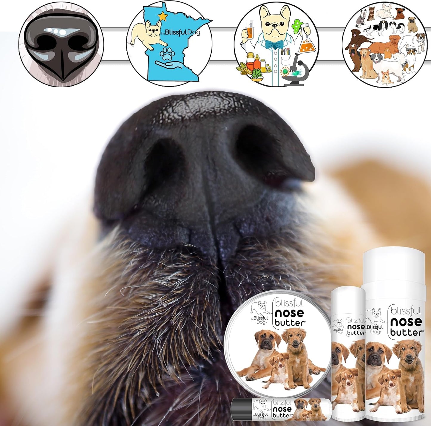 The Blissful Dog Mixed Breed Unscented Nose Butter - Dog Nose Butter, 2 Ounce