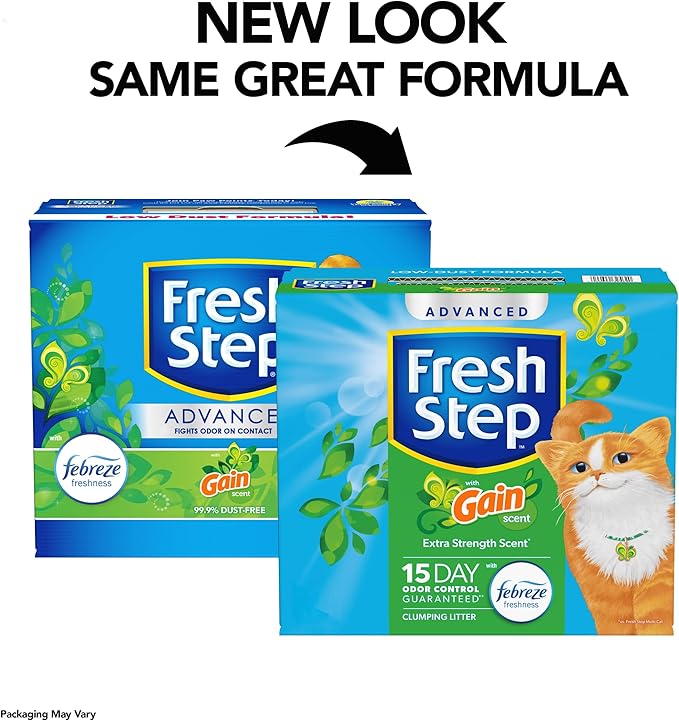 Fresh Step Advanced Clumping Litter with Febreze Freshness with Gain Scent, Fights Odor on Contact, 37 lbs. (2 x 18.5 lb. Box) (Package May Vary)