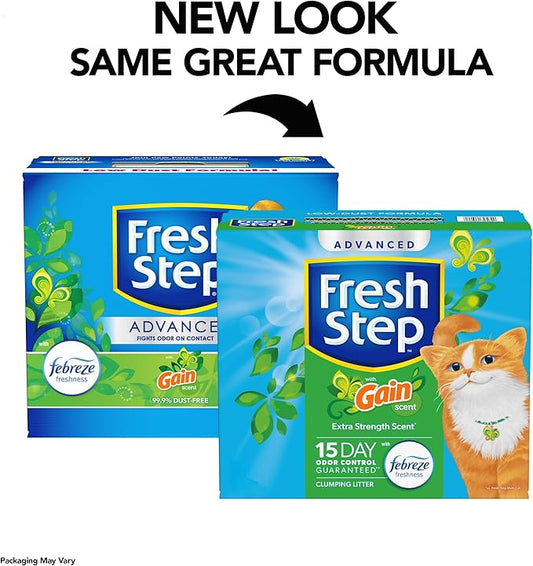 Fresh Step Advanced Clumping Litter with Febreze Freshness with Gain Scent, Fights Odor on Contact, 37 lbs. (2 x 18.5 lb. Box) (Package May Vary)