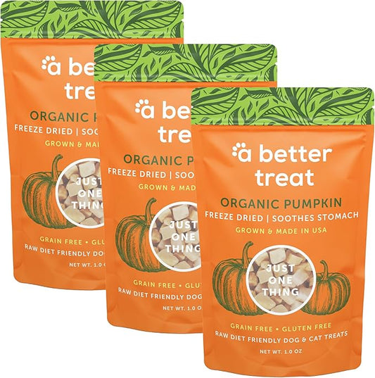 A Better Treat – Freeze Dried Organic Pumpkin Dog and Cat Treats, Organic, Single Ingredient | Natural, Healthy, Diabetic Friendly | Made in The USA