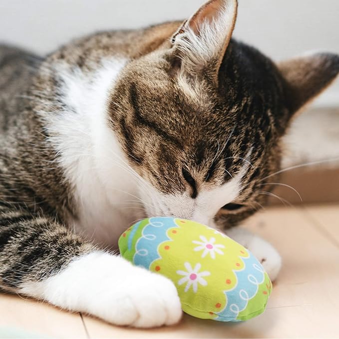 Easter Spring Cat Catnip Kitten Chew Bite Toys Interactive Pillows Teeth Plush Plaything for Cat Gift Cat Lover Funny Pets Supplies Set of 6