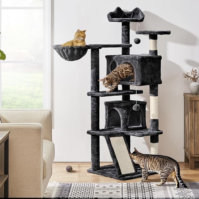 Topeakmart Multi-Level Cat Tree for Indoor Cats Cat Tree Tower for Large Cats with Sisal-Covered Scratching Posts, Condo, Stable Cat Tower, Cat Furniture Play Center for Indoor Cats Activity