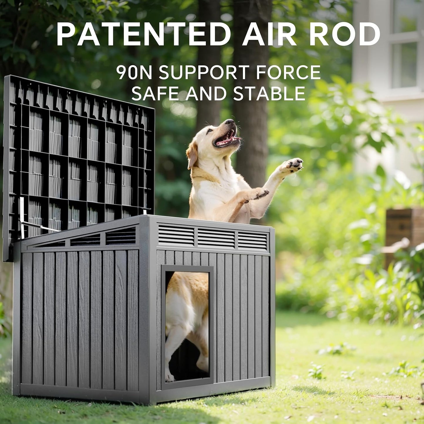 DRATO Dog House for Both Indoor and Outdoor with Weatherproof Roof Removable Floors for Medium to Large Dogs Interior Space (Gray, Large (42.87 * 32.95 * 31.61''))