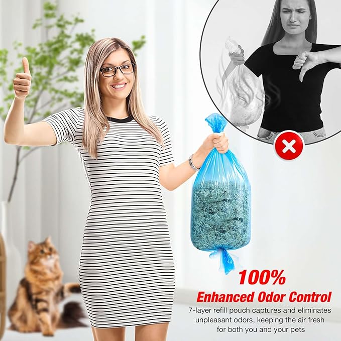 10 Pack Cat Litter Refill Bags 100% Enhanced Odor Control Generic Litter Refills Compatible with Standard, Plus, XL Pail