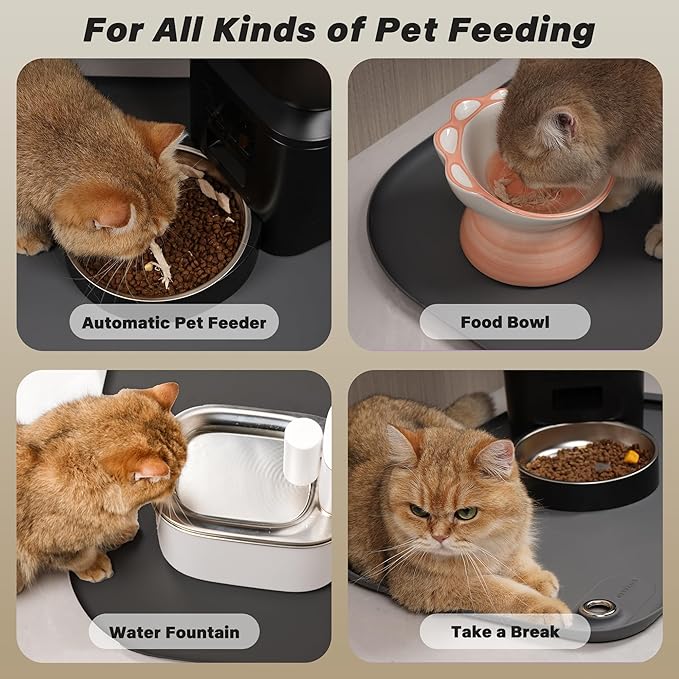 Dog & Cat Mat for Food and Water - Nityers Dog Food Mat for Floors Waterproof with Pocket, High Raised Edges, Thicker BPA Free Silicone, Pet Feeding mat for Bowl, Automatic pet Feeder, Water Fountain