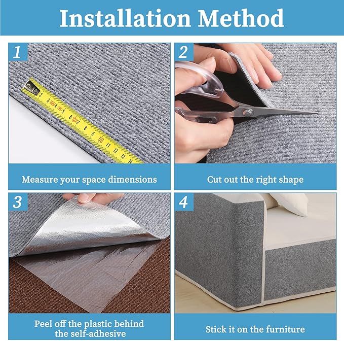 Cat Scratching Mat - Trimmable Self Adhesive DIY Climbing Cat Scratcher Pad for Cat Tree Shelves and Post Cat Scratch Furniture Protector