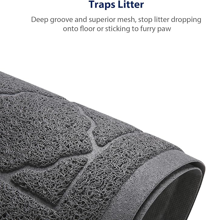WePet Cat Litter Box Mat, Kitty Premium PVC Pad, Durable Trapping Rug, Phthalate Free, Urine-Resistant, Scatter Control, XXL 47 x 36 Inch, Grey