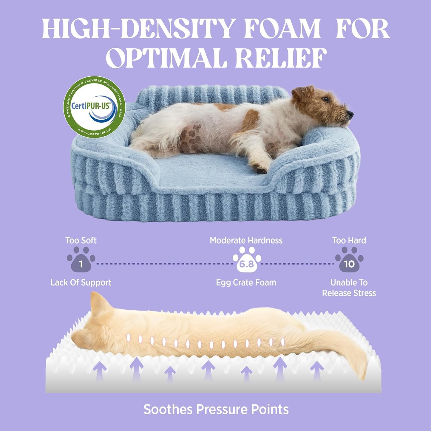 LE SURE Cute Dog Bed Medium Size Dog, Orthopedic Waterproof Medium Pet Beds with Sides, Non-Slip Bottom and Egg-Crate Foam Pet Couch Sofa with Washable Removable Cover, Blue