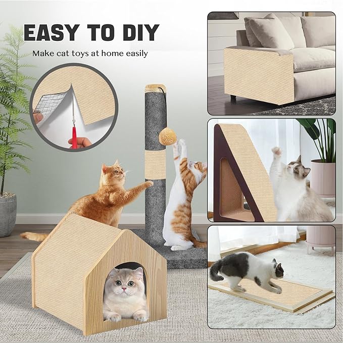 Couch Wall Corner Protector for Indoor Cats, Anti Scratch Furniture Protector from Cats Scratching, Trimmable Climbing Cat Scratcher Pad Mat for Cat Board/Door/Carpet(Khaki, 39.3x15.8In)