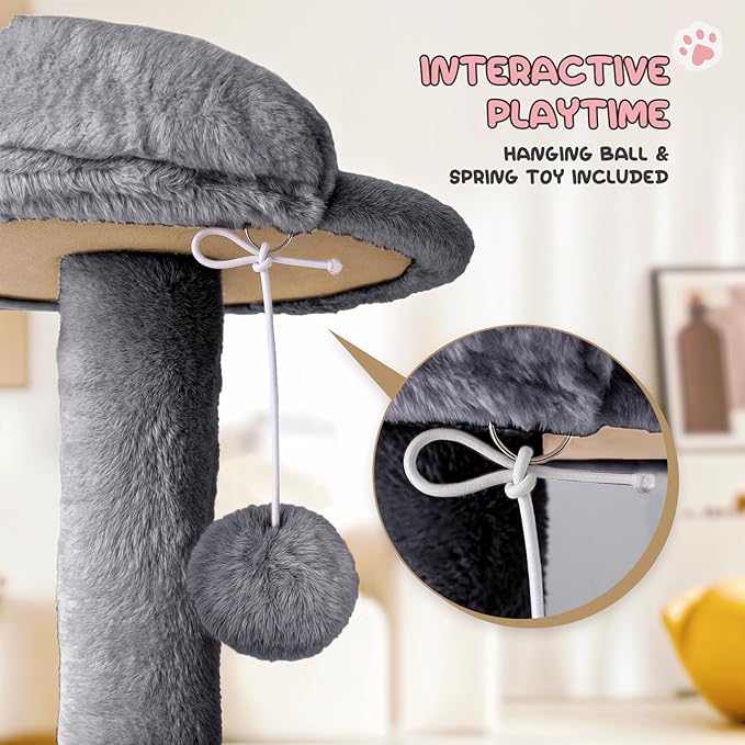 MoNiBloom 60 Inch Cat Tree Tower for Indoor Cats Large Adults, Cat Tower with Scratching Post, Multi-Level Furniture Activity Center with Cat Condo Pet Play House, Smoky Grey