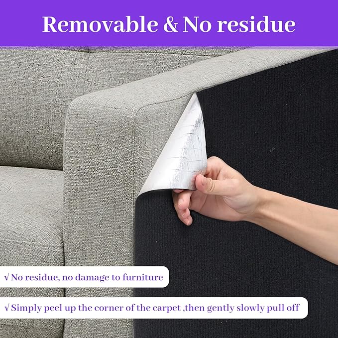 Uranshin Trimmable Self-Adhesive Scratch Mat - Carpet Covered Cat Scratch Post & Furniture Protector (78.7"x15.8")