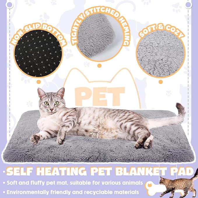 4 Pack Self Warming Cat Bed Pad Self Heating Extra Thermal Cat and Dog Bed Mat 14 x 19.5 Inches Reflects Body Washable Pet Heating Pad Blanket for Cage Indoor Outdoor