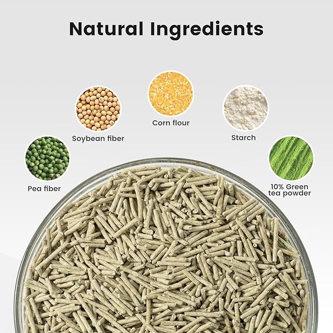 Gardner Pet Natural Tofu Cat Litter, Cat Litter with Green Tea Extract – Dust-Free, Fast Clumping, Flushable, and Odor Control for Multi-Cat Homes, 6lbs x 3 Pack