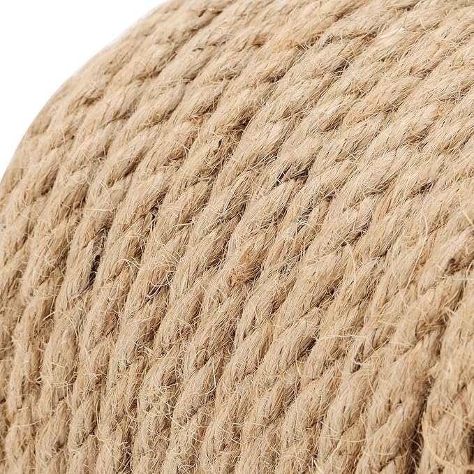 Sisal Rope for Cat Scratching Post Tree Tower Replacement for Repairing Recovering or DIY Scratcher (Natur, 4mm 100ft)