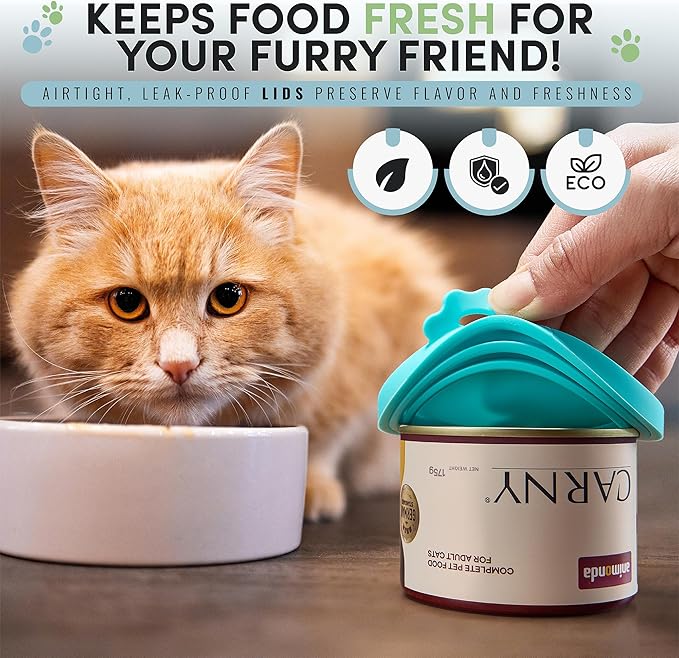 4 Pack Universal Pet Food Can Covers Lids - One fit 3 Standard Size Cans for Cats and Dogs Food Cans - Easy to Clean - Safe Silicone - Aurora Greens