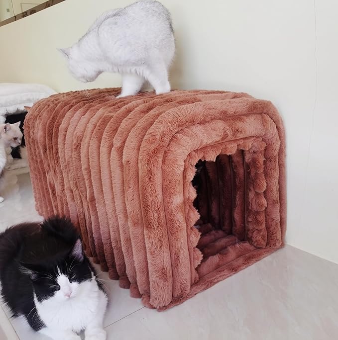 Storage Bench Pet Supplies Corduroy Bench Cat's nest to Hide for The Living Room, Entryway and Bedroom (Brown)