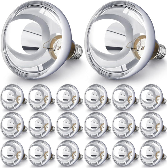 VIHOSE 20 Pack 250 Watt Heat Lamp 120v R40 Heat Lamp Bulbs Glass Incandescent Light Bulbs Incandescent Heating Lightbulbs for Reptiles Chicks Food Puppies Bathroom, Use E26 Base (Silver)
