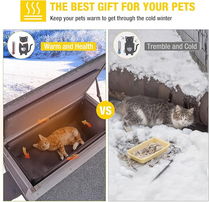 Aivituvin Insulated Outdoor Cat House for Winter Weatherproof Outside Feral Cat Shelter with Liner